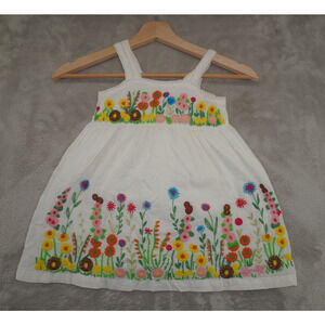 Mimi & Maggie Girls White Embroidered Floral Sundress Cottagecore Size 24M